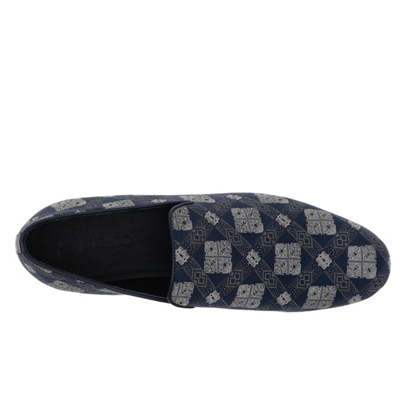 Jimmy Choo Sloane Loafer Shoes Blue Bandana Fabric Slip-On Size 11.5 New main image 2
